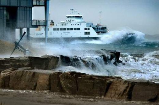 Ferry "Tresfjord" in stormy weather, Molde-Vestnes
